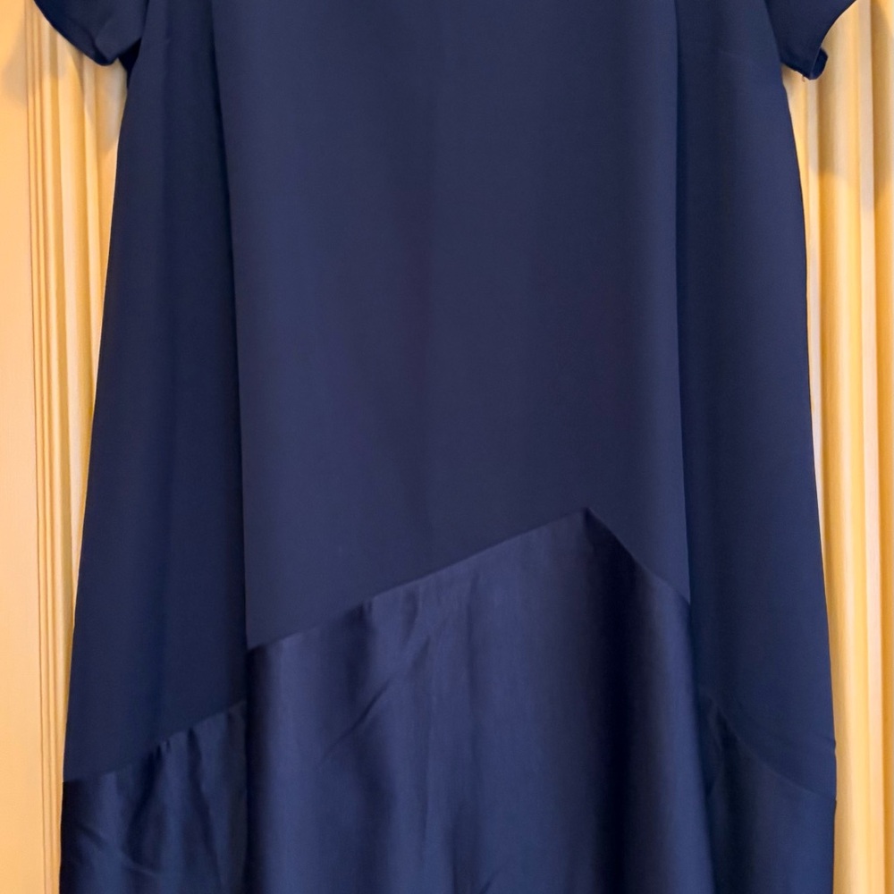 Lane Bryant Black High Low Dress with Crepe to Satin Contrast